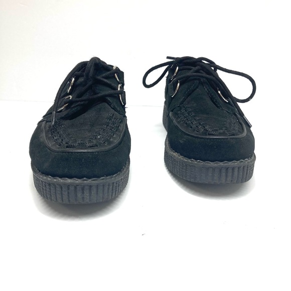 T.U.K Black Suede Viva Low Creeper Size womens 8 Mens 6 Shoes Low Platform - Picture 5 of 14
